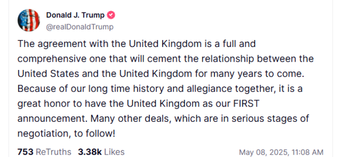 Трамп Truth Social'да